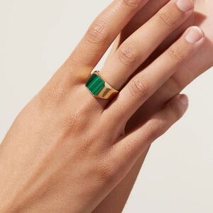 Gold and Emerald Green Statement Ring